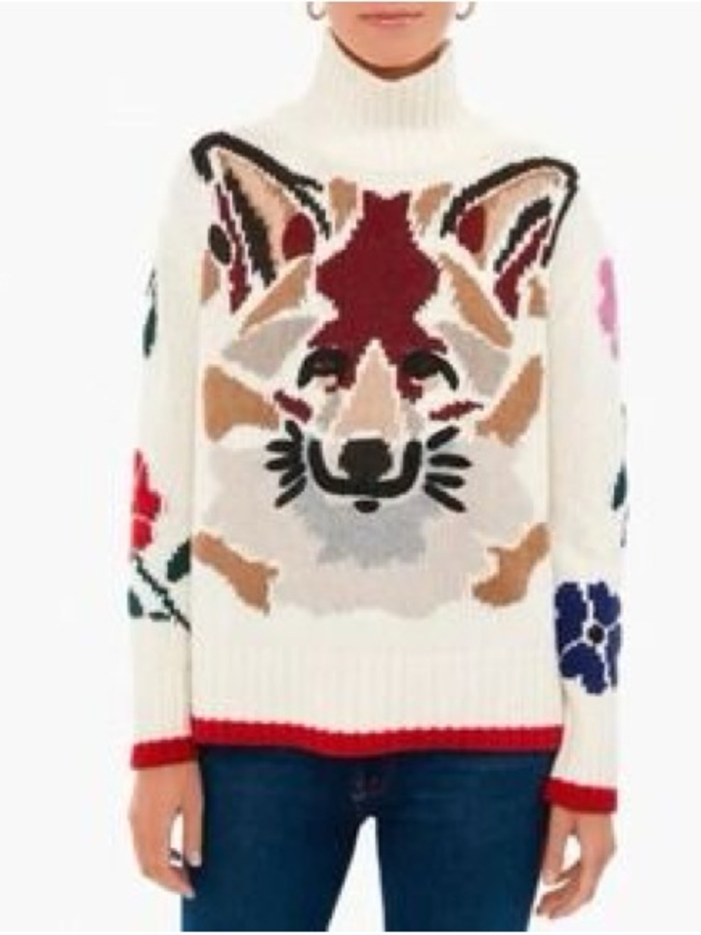 Tuckernuck Cream Fox Intarsia Turtleneck Sweater